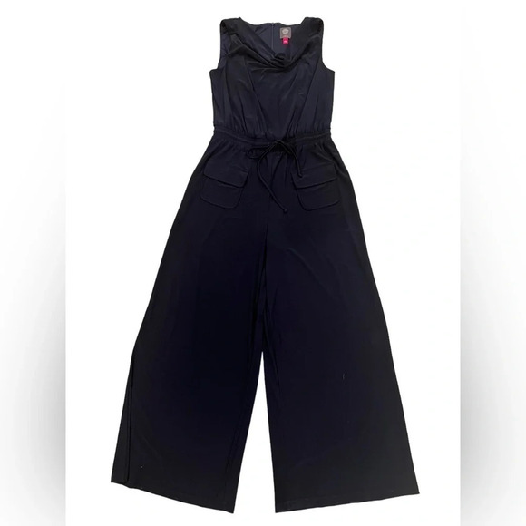 Vince Camuto navy cowl neck drawstring jumpsuit, Size Large - Picture 3 of 7